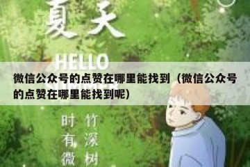 微信公众号的点赞在哪里能找到（微信公众号的点赞在哪里能找到呢）