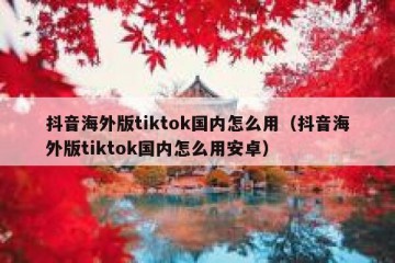 抖音海外版tiktok国内怎么用（抖音海外版tiktok国内怎么用安卓）