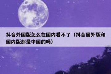 抖音外国版怎么在国内看不了（抖音国外版和国内版都是中国的吗）