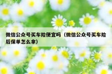 微信公众号买车险便宜吗（微信公众号买车险后保单怎么拿）