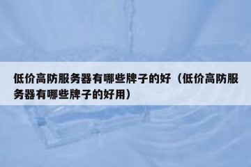 低价高防服务器有哪些牌子的好（低价高防服务器有哪些牌子的好用）