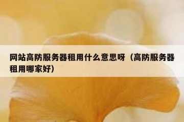 网站高防服务器租用什么意思呀（高防服务器租用哪家好）