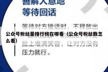 公众号粉丝量排行榜在哪看（公众号粉丝数怎么看）