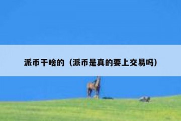 派币干啥的（派币是真的要上交易吗）