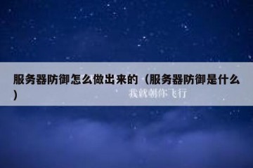 服务器防御怎么做出来的（服务器防御是什么）