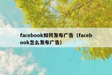 facebook如何发布广告（facebook怎么发布广告）
