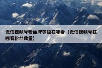 微信视频号粉丝牌等级在哪看（微信视频号在哪看粉丝数量）