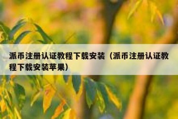 派币注册认证教程下载安装（派币注册认证教程下载安装苹果）