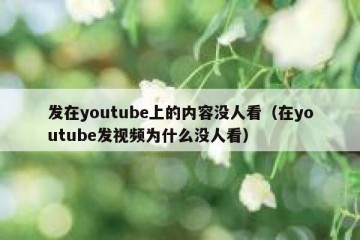 发在youtube上的内容没人看（在youtube发视频为什么没人看）