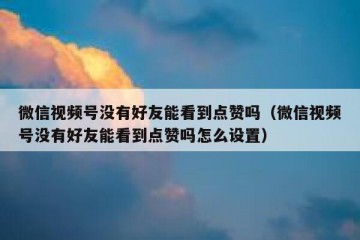 微信视频号没有好友能看到点赞吗（微信视频号没有好友能看到点赞吗怎么设置）