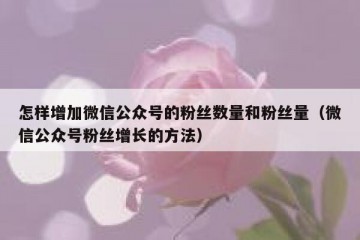 怎样增加微信公众号的粉丝数量和粉丝量（微信公众号粉丝增长的方法）