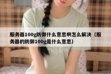 服务器100g防御什么意思啊怎么解决（服务器的防御100g是什么意思）