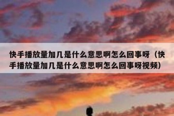 快手播放量加几是什么意思啊怎么回事呀（快手播放量加几是什么意思啊怎么回事呀视频）