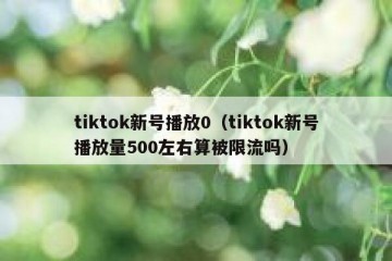 tiktok新号播放0（tiktok新号播放量500左右算被限流吗）