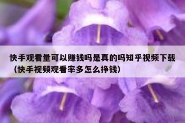 快手观看量可以赚钱吗是真的吗知乎视频下载（快手视频观看率多怎么挣钱）