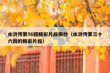 水浒传第56回精彩片段摘抄（水浒传第三十六回的精彩片段）