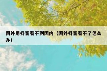 国外用抖音看不到国内（国外抖音看不了怎么办）