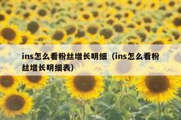 ins怎么看粉丝增长明细（ins怎么看粉丝增长明细表）