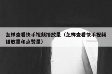 怎样查看快手视频播放量（怎样查看快手视频播放量和点赞量）