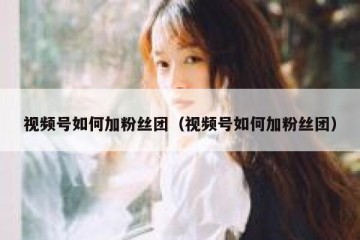 视频号如何加粉丝团（视频号如何加粉丝团）