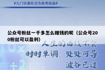 公众号粉丝一千多怎么赚钱的呢（公众号200粉丝可以盈利）