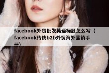 facebook外贸批发英语标题怎么写（facebook传统b2b外贸海外营销手册）