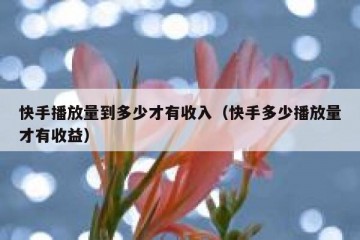 快手播放量到多少才有收入（快手多少播放量才有收益）