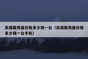 高端服务器价格多少钱一台（高端服务器价格多少钱一台手机）