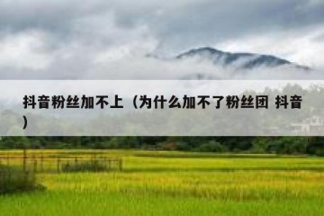 抖音粉丝加不上（为什么加不了粉丝团 抖音）