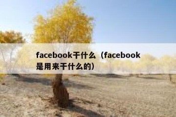 facebook干什么（facebook是用来干什么的）