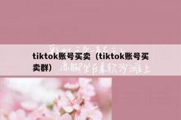 tiktok账号买卖（tiktok账号买卖群）