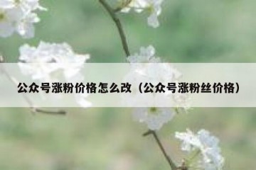 公众号涨粉价格怎么改（公众号涨粉丝价格）