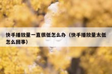 快手播放量一直很低怎么办（快手播放量太低怎么回事）