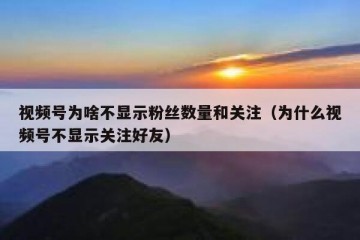 视频号为啥不显示粉丝数量和关注（为什么视频号不显示关注好友）