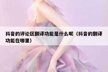 抖音的评论区翻译功能是什么呢（抖音的翻译功能在哪里）