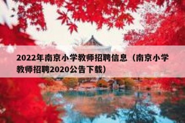 2022年南京小学教师招聘信息（南京小学教师招聘2020公告下载）