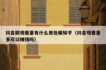 抖音刷观看量有什么用处嘛知乎（抖音观看量多可以赚钱吗）