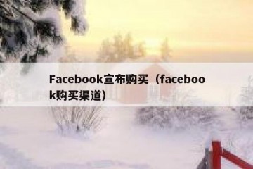 Facebook宣布购买（facebook购买渠道）
