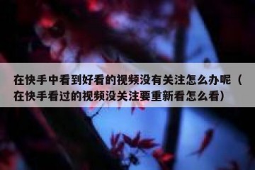 在快手中看到好看的视频没有关注怎么办呢（在快手看过的视频没关注要重新看怎么看）