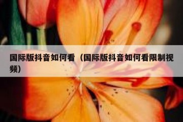 国际版抖音如何看（国际版抖音如何看限制视频）