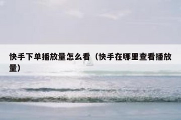 快手下单播放量怎么看（快手在哪里查看播放量）