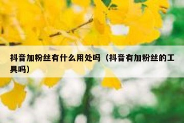 抖音加粉丝有什么用处吗（抖音有加粉丝的工具吗）