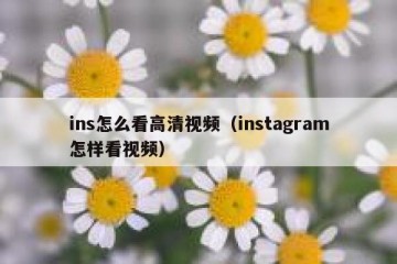 ins怎么看高清视频（instagram怎样看视频）