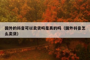 国外的抖音可以卖货吗是真的吗（国外抖音怎么卖货）