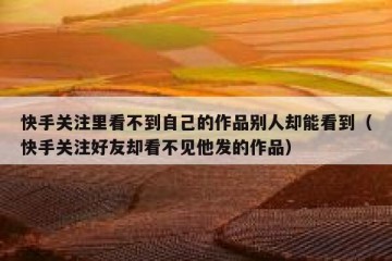 快手关注里看不到自己的作品别人却能看到（快手关注好友却看不见他发的作品）