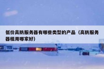 低价高防服务器有哪些类型的产品（高防服务器租用哪家好）