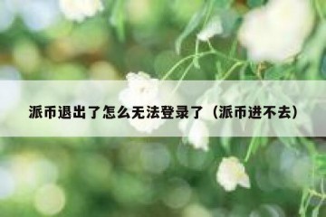 派币退出了怎么无法登录了（派币进不去）
