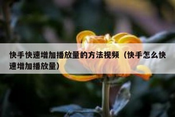 快手快速增加播放量的方法视频（快手怎么快速增加播放量）