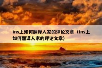 ins上如何翻译人家的评论文章（ins上如何翻译人家的评论文章）