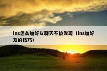 ins怎么加好友聊天不被发现（ins加好友的技巧）